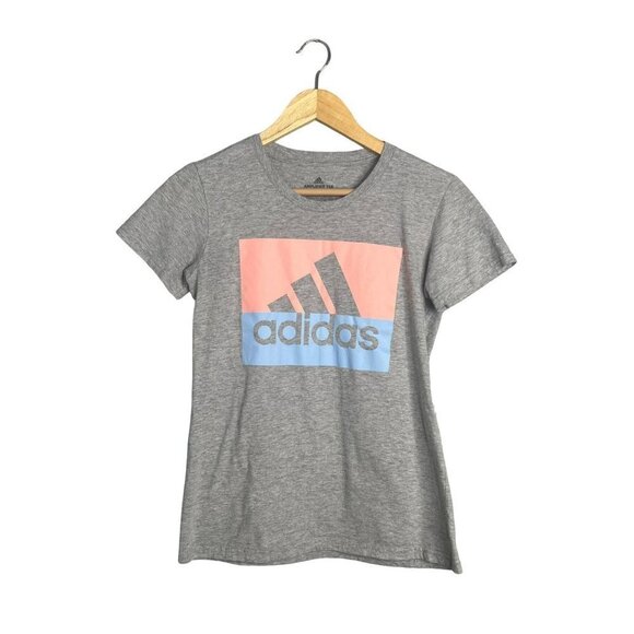 Adidas Amplifier Tee Women's XS Gray‎ Pink Logo - Picture 1 of 4
